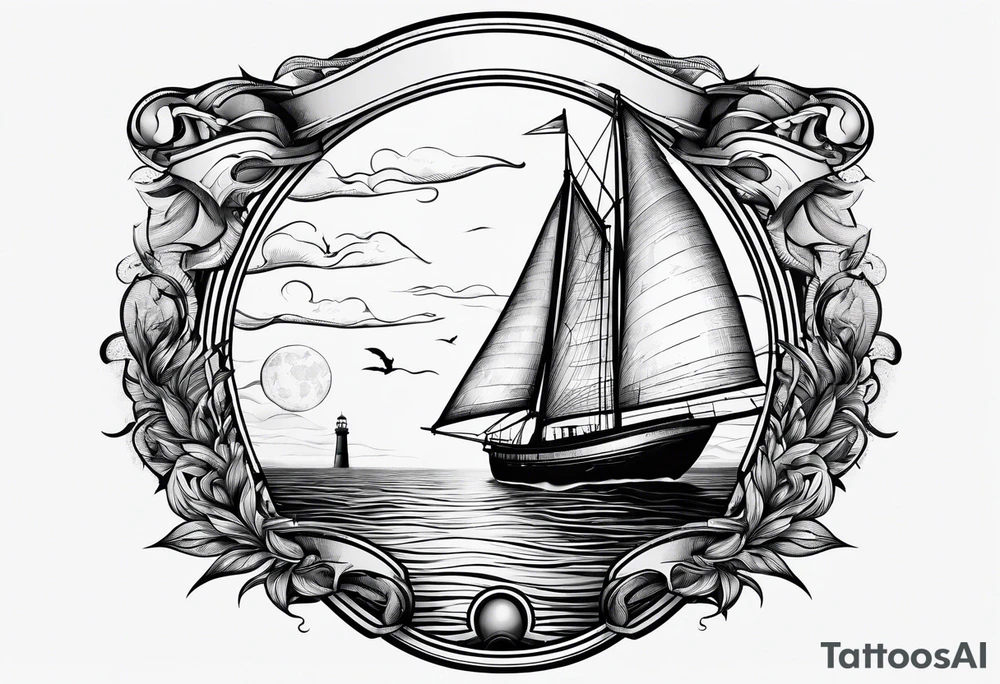 sailboat sail in the shape of a maritime lighthouse. tattoo idea