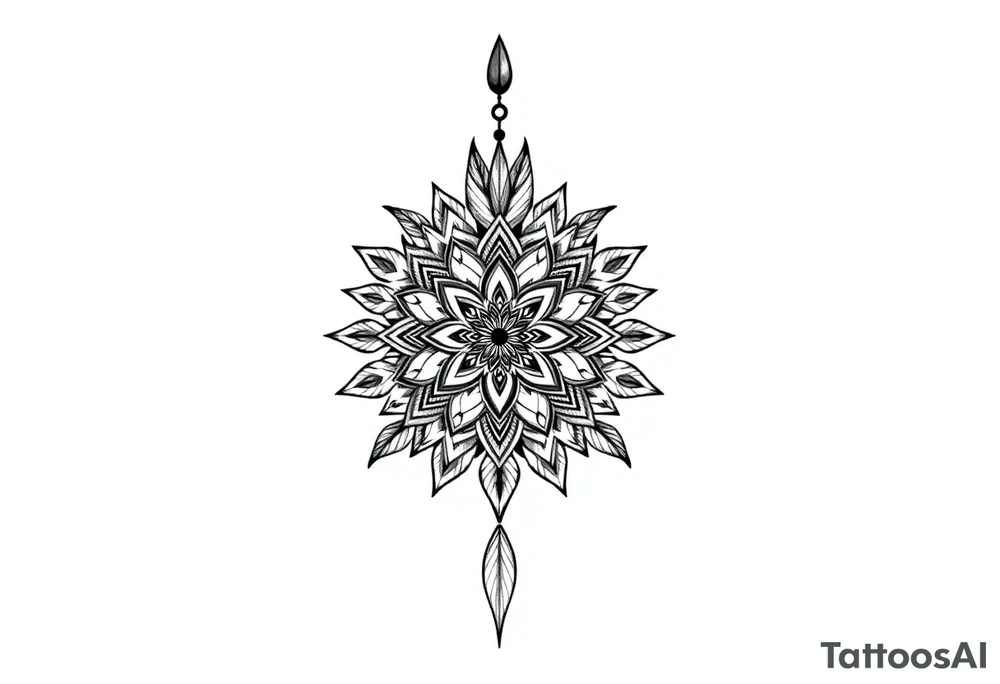 spiritual feather indian mandala shaman tattoo idea