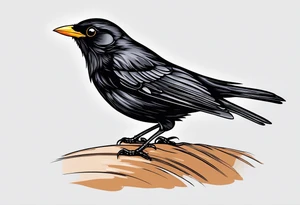 A simple black only blackbird with no extraneous details. Use the Beatles song blackbird as inspiration. tattoo idea