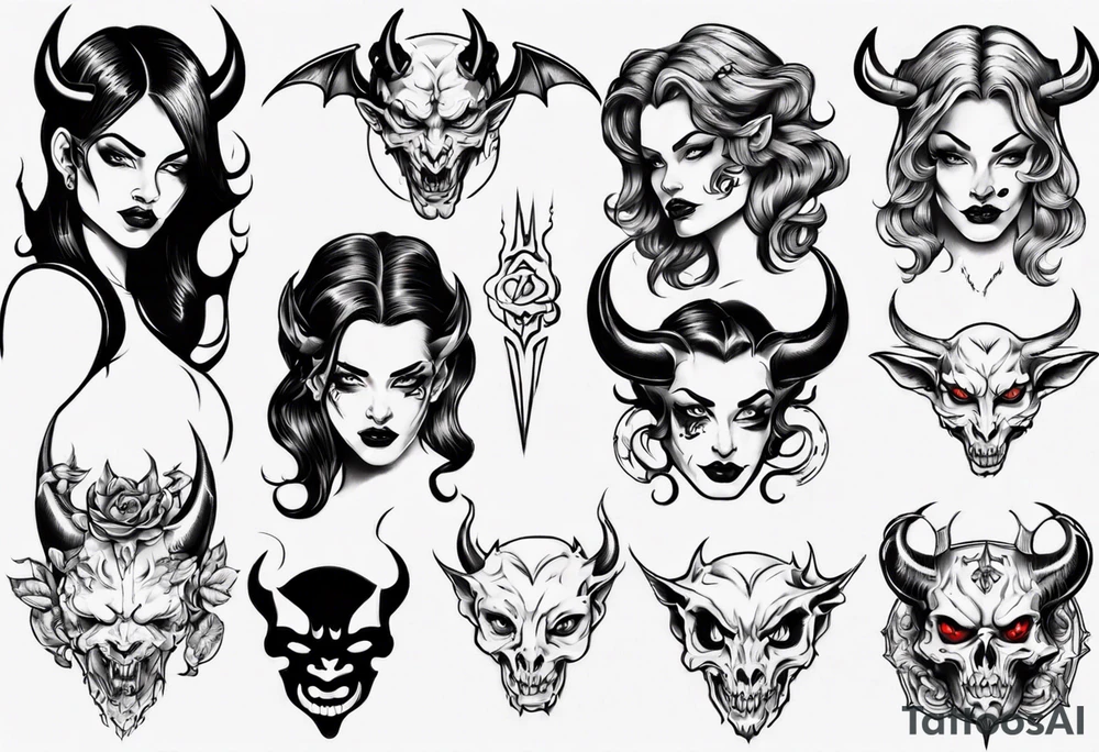 Female devil tattoo idea