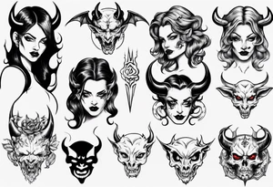Female devil tattoo idea