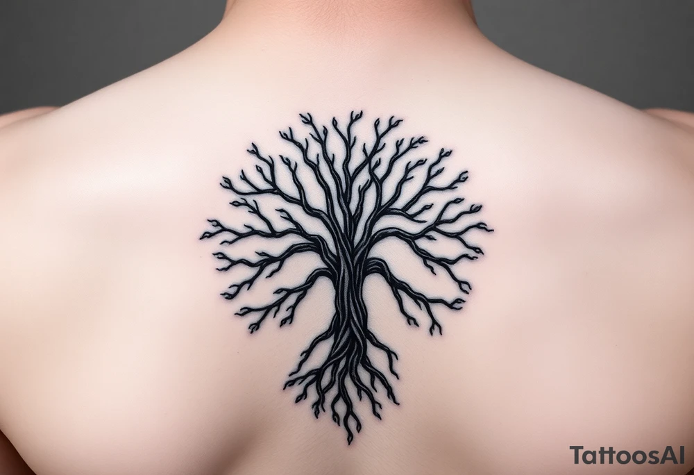 Kabbalah tree of life sephirot ten roots branches - a lively organic style combined with the official scheme of sephirot tattoo idea