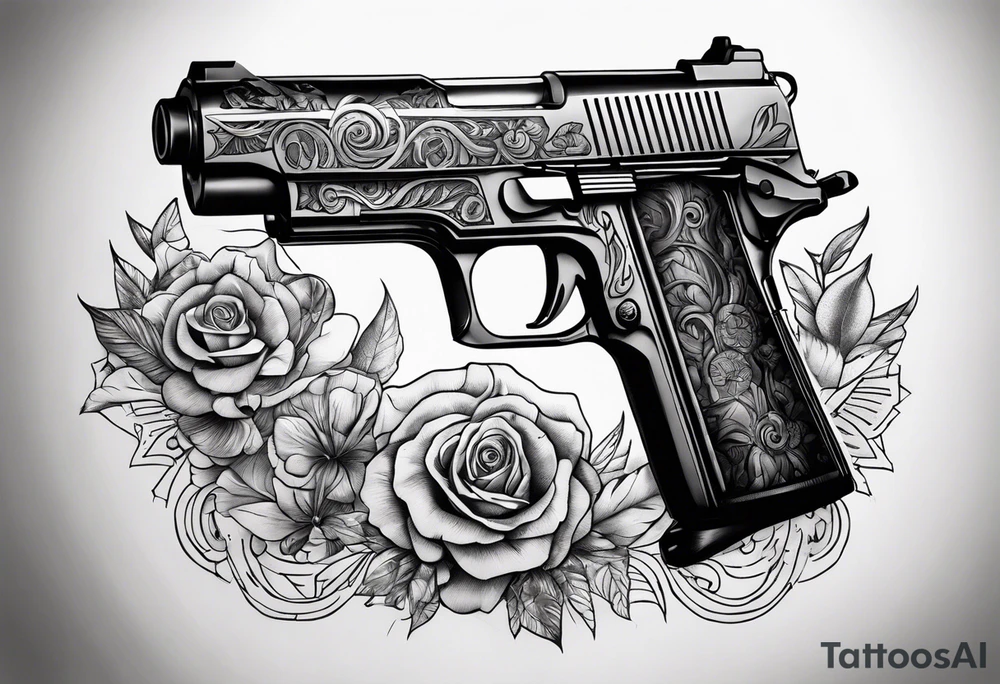 The letters AR with pistols on each side tattoo idea