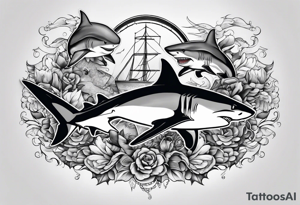 2 nautical style sharks wrapped around the knee no background tattoo idea 2 nautical style sharks wrapped around the knee no background tattoo idea