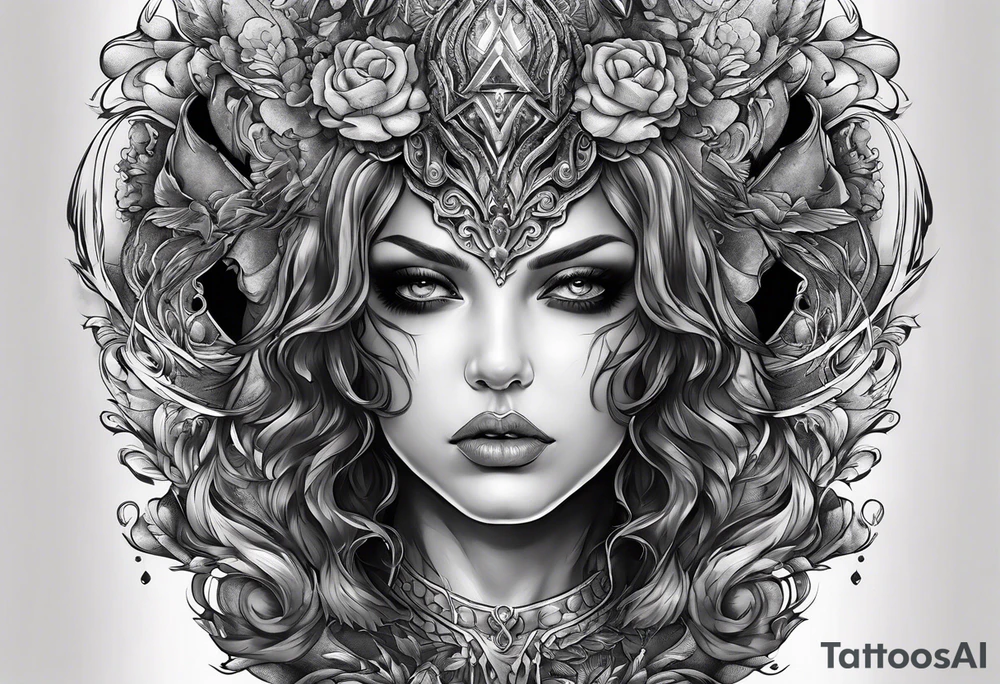 portrait of a creature animal death angel tattoo idea
