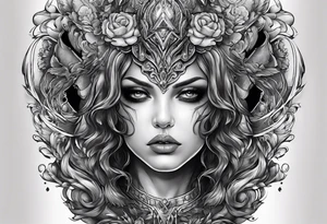 portrait of a creature animal death angel tattoo idea
