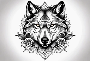 Rose flames changing into a wolf tattoo idea