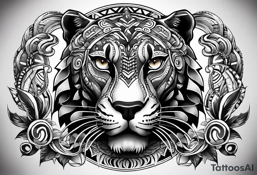 aztec black jaguar with snake tattoo idea