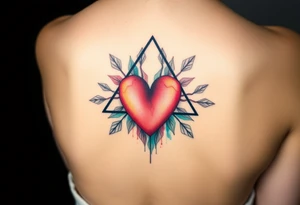 A triangle with a big heart in the center with biology theme tattoo idea