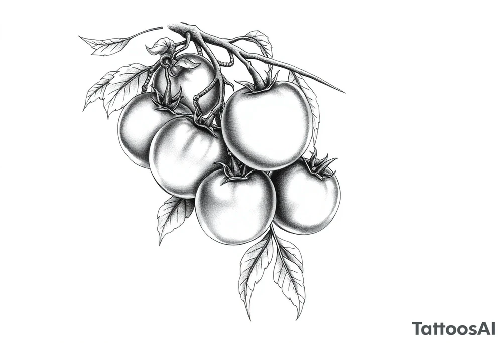 Ripe tomatoes on a vine tattoo idea