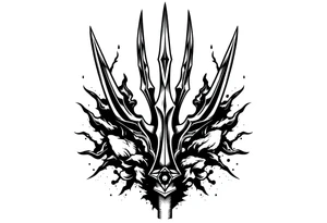 trident with cool background tattoo idea