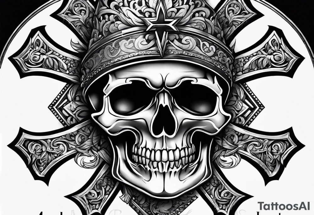 Cross with a skull tattoo idea