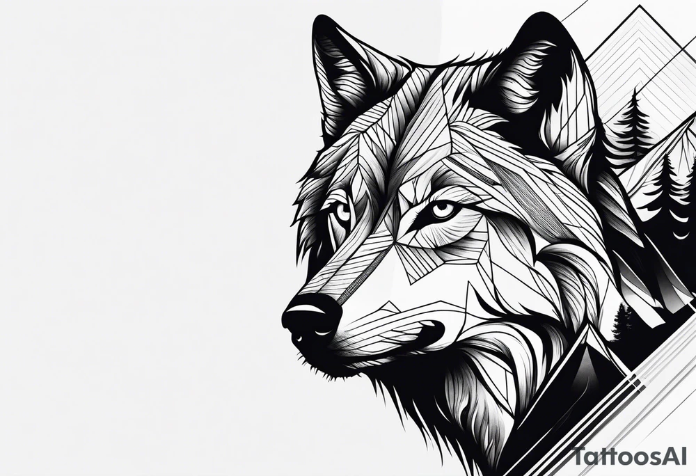 Mountains, wolf eyes underneath tattoo idea