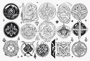 norse symbols and creatures theme tattoo idea