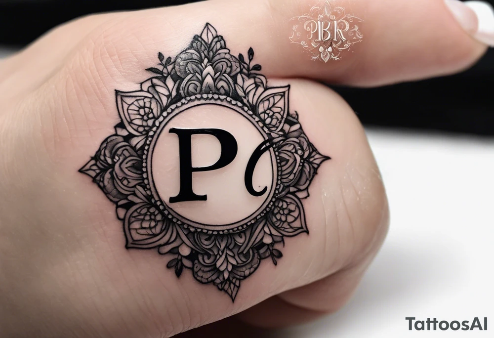Tattoo on my finger that contains the initials of my family members.  The initials are P, B, M and R tattoo idea