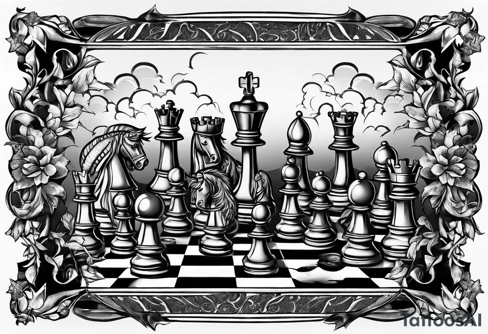 CHESS BOARD WITH KNIGHTS tattoo idea