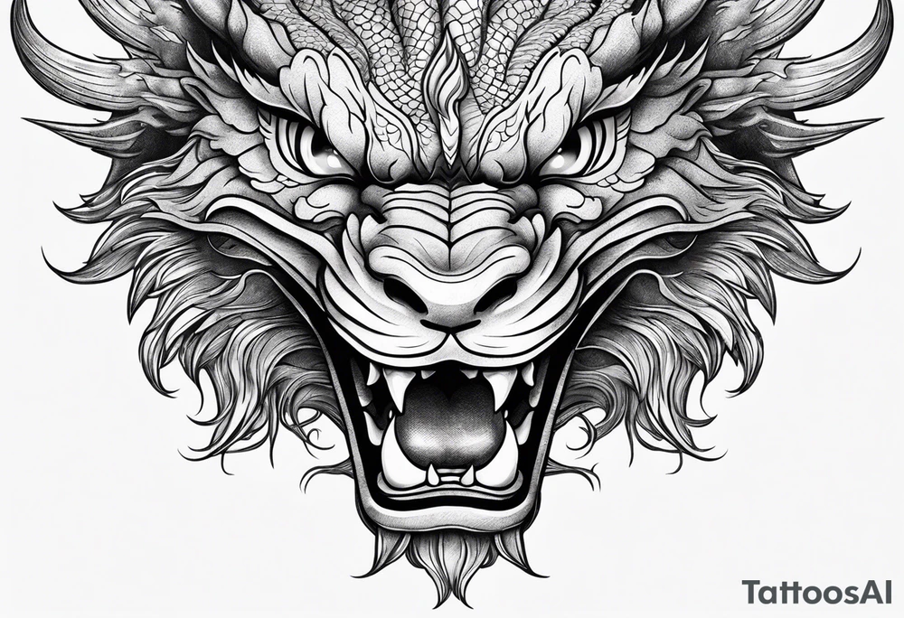 Animal Head ONLY: Chinese Dragon front facing tattoo idea Animal Head ONLY: Chinese Dragon front facing tattoo idea