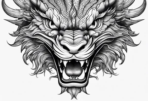 Animal Head ONLY: Chinese Dragon front facing tattoo idea