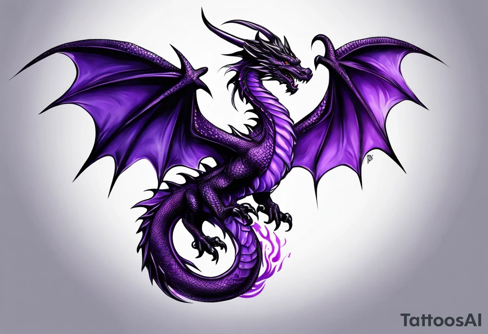 Purple eldritch dragon arm sleeve tattoo idea