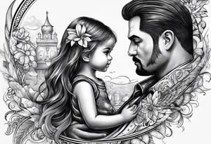 little girl with her dad and the word father tattoo idea