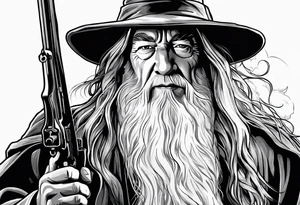 Gandalf holding a rifle tattoo idea