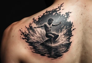 barefoot water skier, surrounded by fire and water tattoo idea