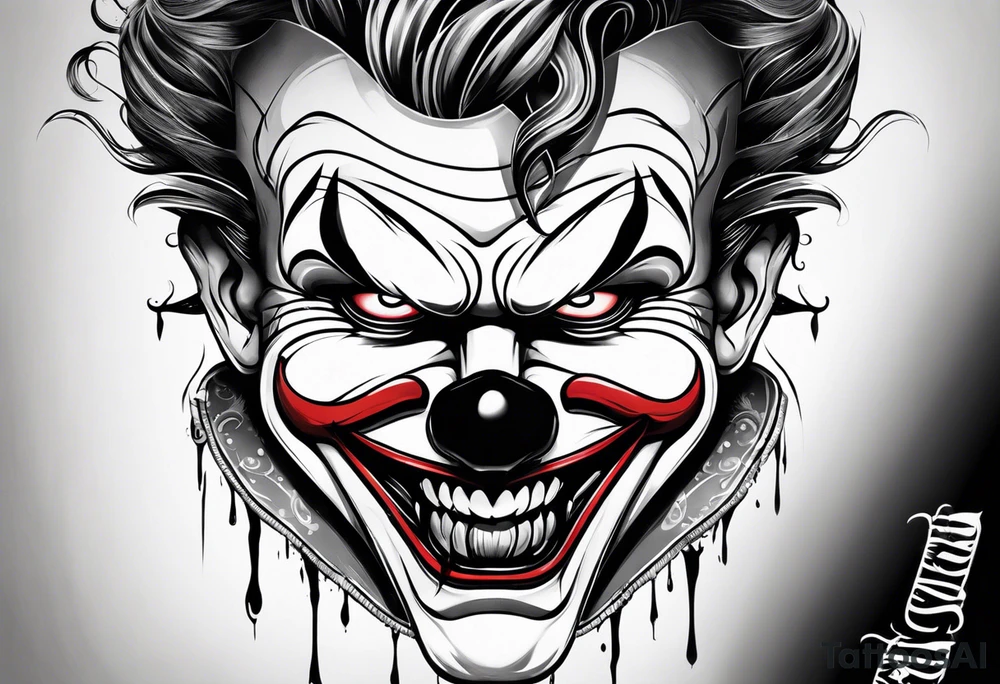 Evil clown gangster tattoo idea