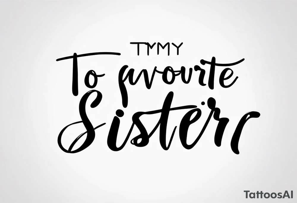 The handwritten words "to my favorite sister" written in a simple way. delicate tattoo. add a simple tattoo accent to the words tattoo idea