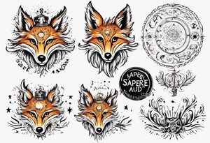 Eule Sonne Fuchs der Schriftzug : "Sapere Aude" und Sternzeichen Wasserman tattoo idea