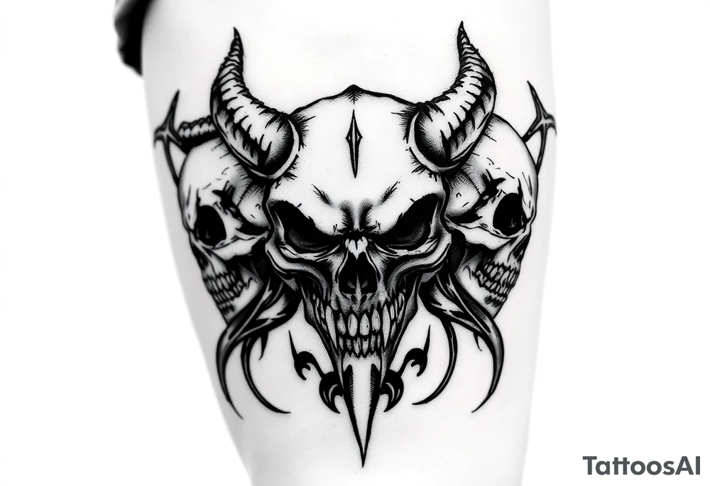 Tribal skulls of the devil tattoo idea