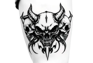 Tribal skulls of the devil tattoo idea