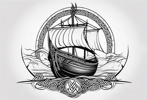 Viking longship, celtic rune compass, Yggdrasil tattoo idea