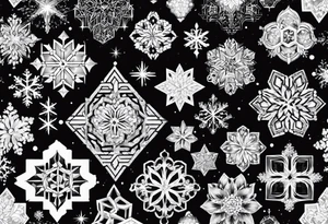 Hexagon linked small snow crystal cloud tattoo idea