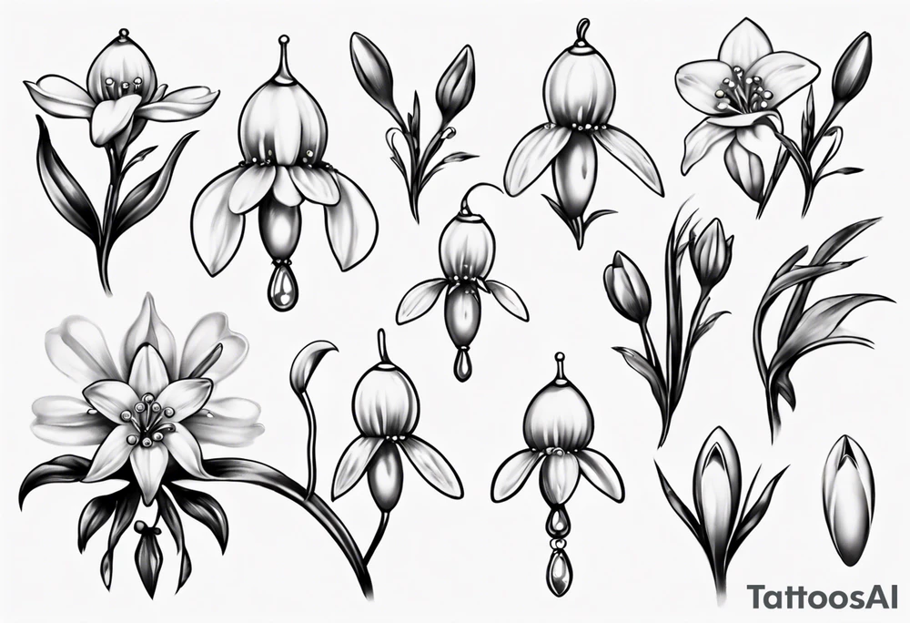 Snowdrop with jewels tattoo idea