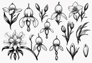 Snowdrop with jewels tattoo idea