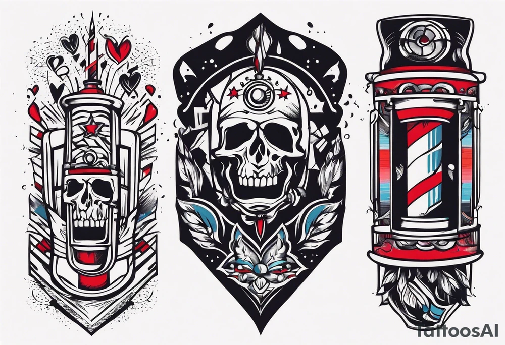 Rock a billy arm sleeve
Verschiedene Motive tattoo idea