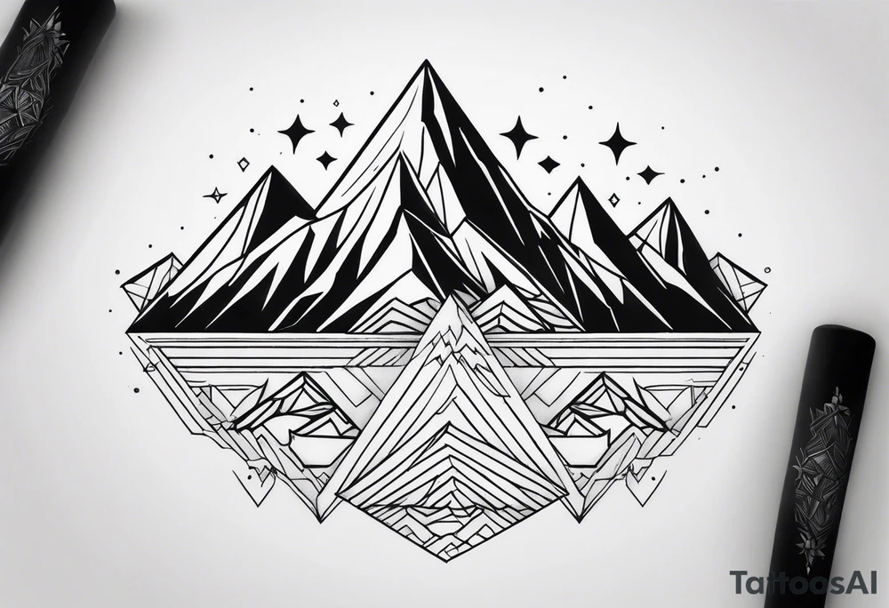 Whimsical mountains tattoo idea
