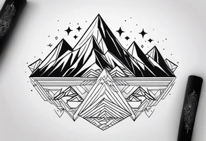 Whimsical mountains tattoo idea