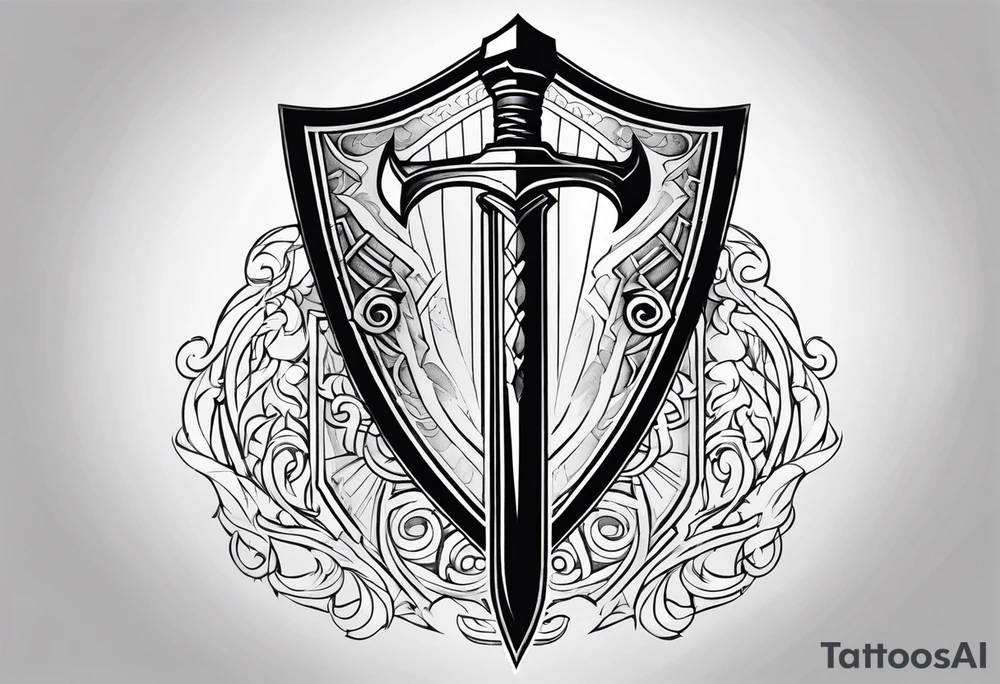 Valhalla shield fire sword tattoo idea