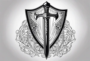 Valhalla shield fire sword tattoo idea