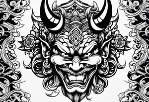japanese demon face tattoo idea