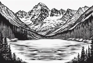 On the top will be the maroon bells mountains. In the middle will be "Keep Chuggin" in cursive writing. On the bottom will be a rough ocean with waves and whitecaps tattoo idea