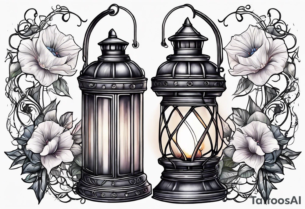 Lantern with Morning Glories tattoo idea