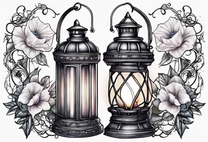 Lantern with Morning Glories tattoo idea