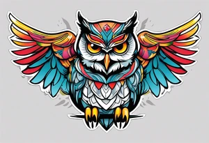 MUSCULAR MEAN OWL SUPERHERO MACOT
 STYLE tattoo idea