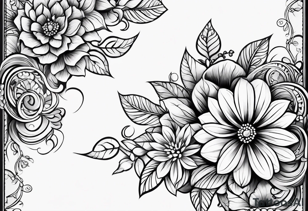 ornaments of flowers tattoo idea