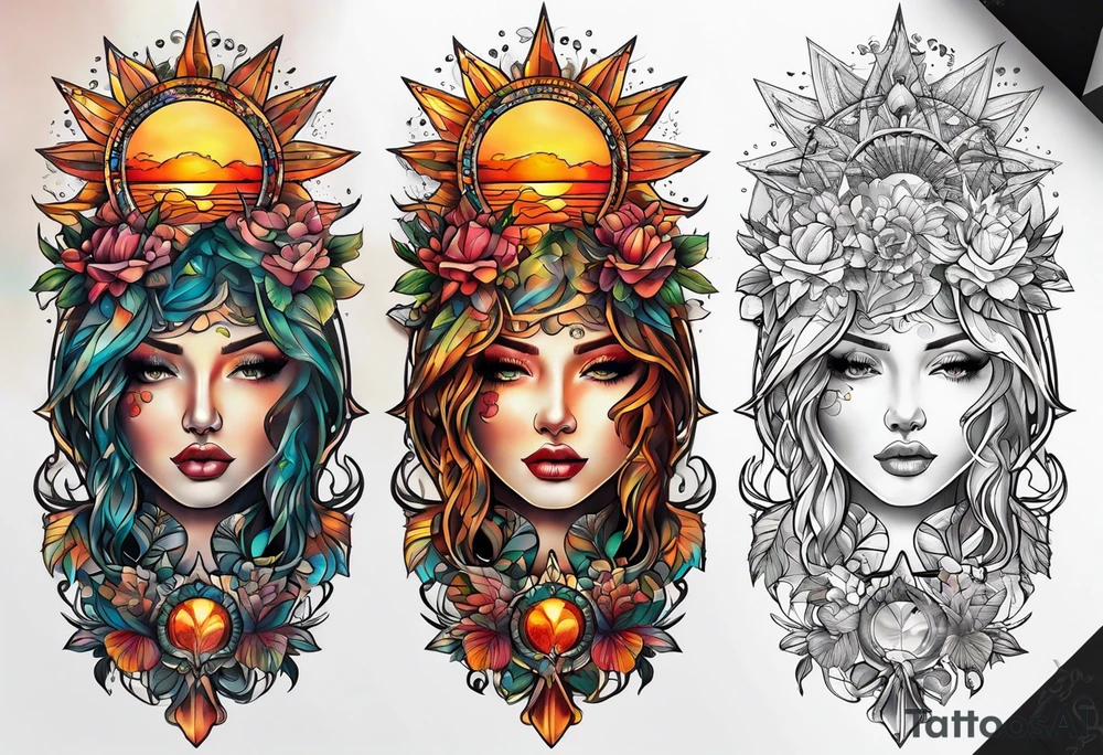 Thigh Sun Catcher tattoo idea