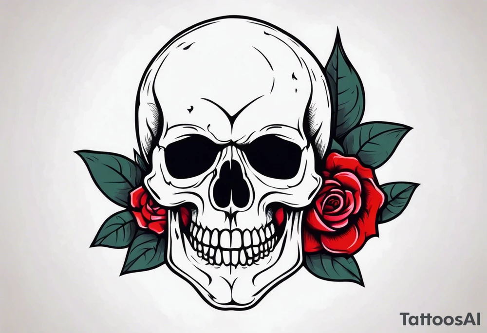 skull with rose tattoo idea