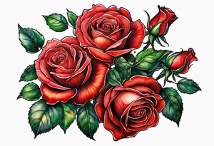 Red roses with pearls tattoo idea