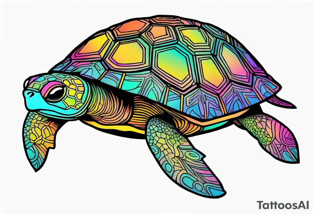 psychedelic turtle, from the top, cute tattoo idea